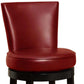 HomeRoots 26" Red Faux Leather Round Seat Black Wood Swivel Armless Bar Stool