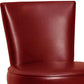 HomeRoots 26" Red Faux Leather Round Seat Black Wood Swivel Armless Bar Stool