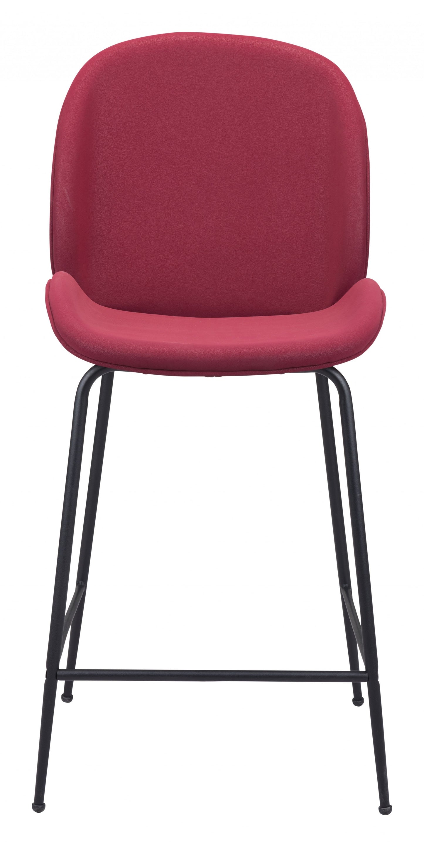 HomeRoots 26" Red Low Back Counter Height Bar Chair With Black Steel Base