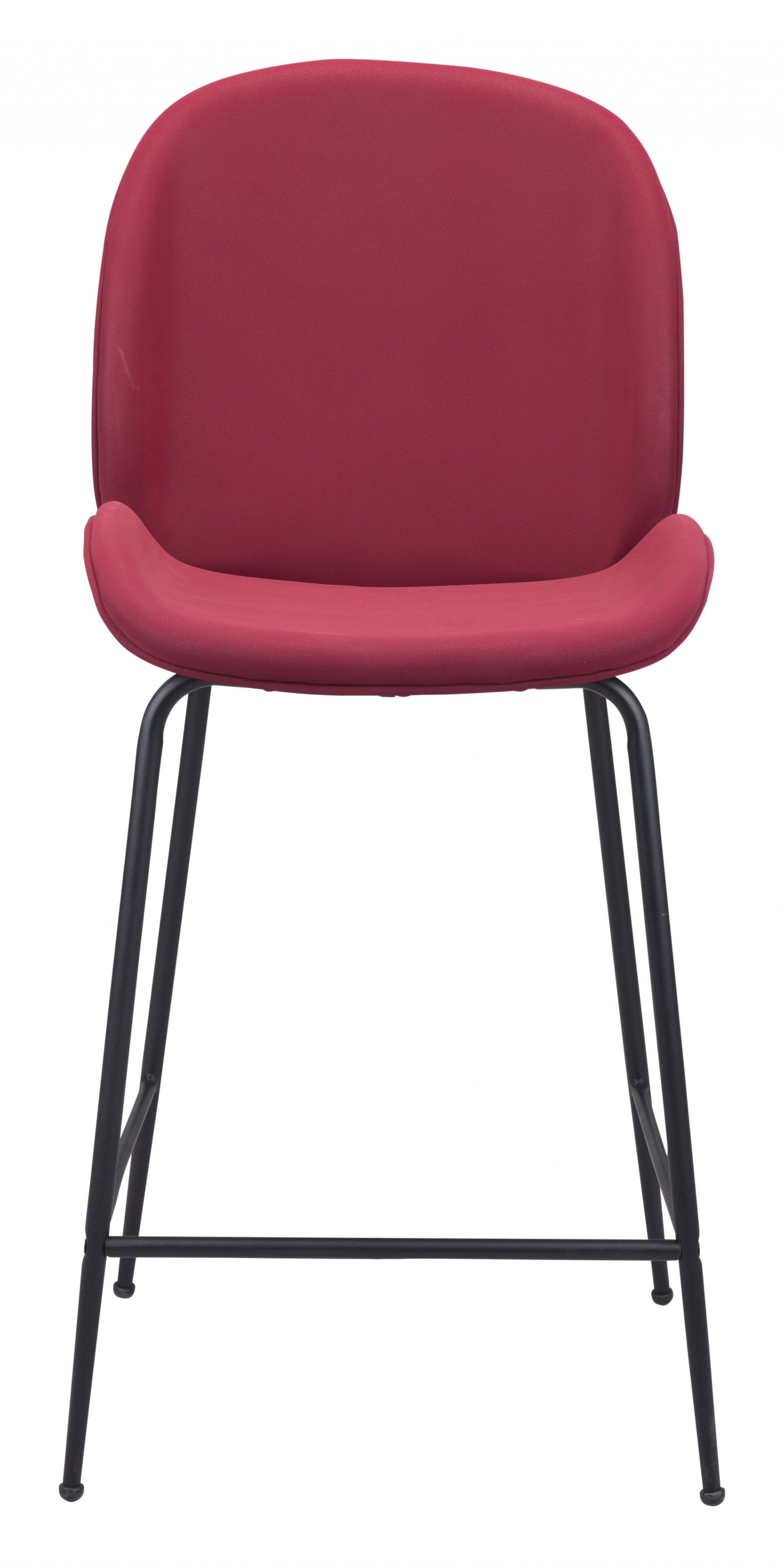 HomeRoots 26" Red Low Back Counter Height Bar Chair With Black Steel Base