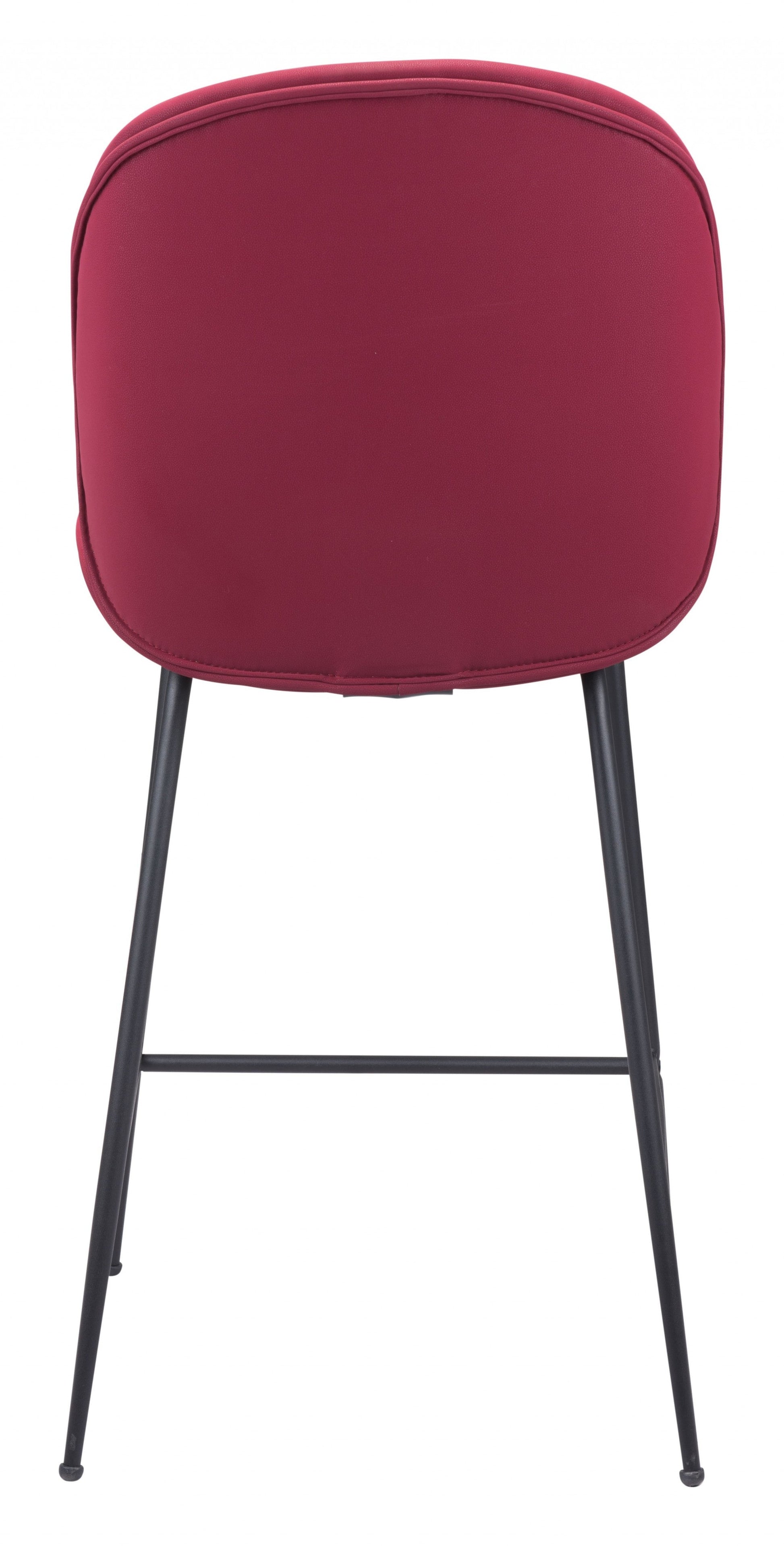 HomeRoots 26" Red Low Back Counter Height Bar Chair With Black Steel Base