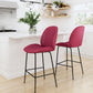 HomeRoots 26" Red Low Back Counter Height Bar Chair With Black Steel Base