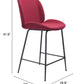 HomeRoots 26" Red Low Back Counter Height Bar Chair With Black Steel Base