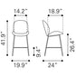 HomeRoots 26" Red Low Back Counter Height Bar Chair With Black Steel Base