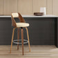 HomeRoots 26" Retro Mod Cream Faux Leather and Walnut Swivel Counter Stool