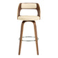 HomeRoots 26" Retro Mod Cream Faux Leather and Walnut Swivel Counter Stool