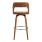 HomeRoots 26" Retro Mod Cream Faux Leather and Walnut Swivel Counter Stool