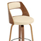 HomeRoots 26" Retro Mod Cream Faux Leather and Walnut Swivel Counter Stool