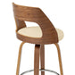 HomeRoots 26" Retro Mod Cream Faux Leather and Walnut Swivel Counter Stool