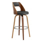 HomeRoots 26" Retro Mod Grey Faux Leather and Walnut Swivel Counter Stool
