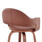 HomeRoots 26" Rich Brown Faux Leather Walnut Wood Bar Stool