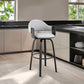 HomeRoots 26" Rich Grey Faux Leather Walnut Wood Bar Stool