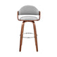 HomeRoots 26" Rich Grey Faux Leather Walnut Wood Bar Stool