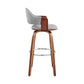 HomeRoots 26" Rich Grey Faux Leather Walnut Wood Bar Stool
