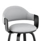 HomeRoots 26" Rich Grey Faux Leather Walnut Wood Bar Stool