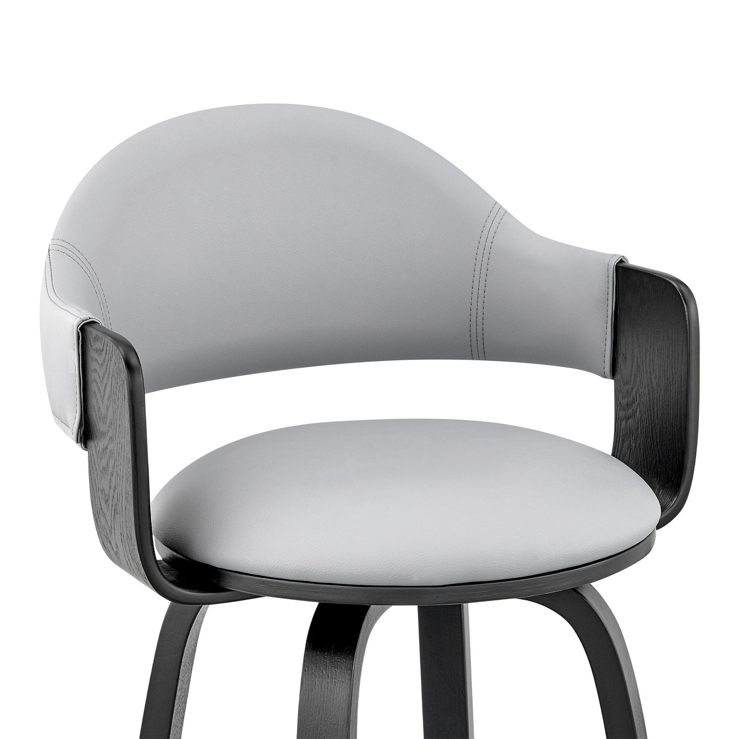 HomeRoots 26" Rich Grey Faux Leather Walnut Wood Bar Stool