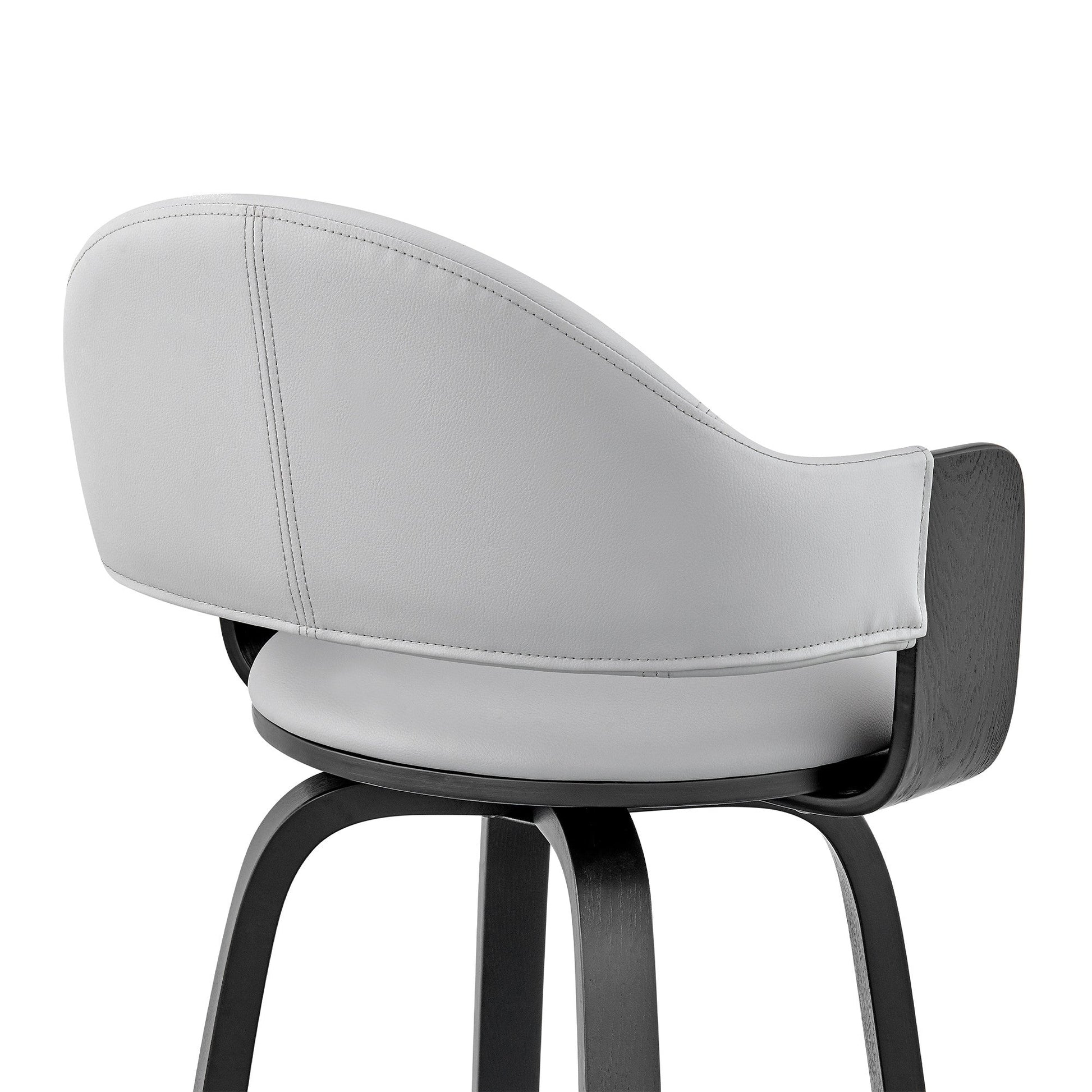 HomeRoots 26" Rich Grey Faux Leather Walnut Wood Bar Stool