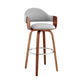 HomeRoots 26" Rich Grey Faux Leather Walnut Wood Bar Stool