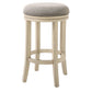 HomeRoots 26" Solid Wood Backless Counter Height Bar Chair With Footrest in Gray and Ivory Finish