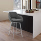 HomeRoots 26" Stainless and Faux Leather Comfy Swivel Counter Stool in Gray Finish