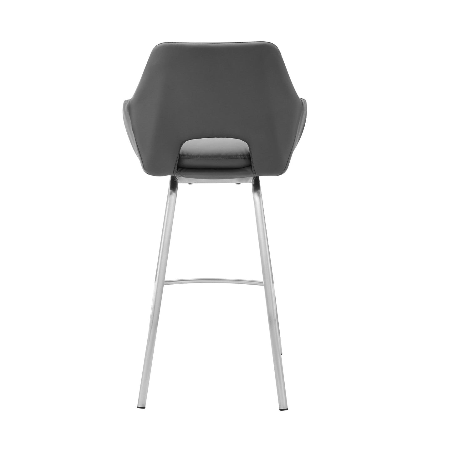 HomeRoots 26" Stainless and Faux Leather Comfy Swivel Counter Stool in Gray Finish