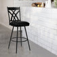 HomeRoots 26" Stylish Black Faux Leather Black Metal Lattice Back Swivel Bar Stool