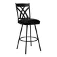 HomeRoots 26" Stylish Black Faux Leather Black Metal Lattice Back Swivel Bar Stool