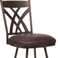 HomeRoots 26" Stylish Brown Faux Leather Brown Metal Lattice Back Swivel Bar Stool