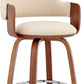 HomeRoots 26" Swivel Low Back Counter Height Bar Chair in Cream and Brown Finish