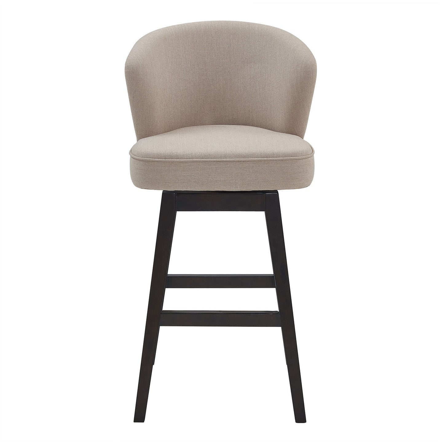 HomeRoots 26" Tan Espresso Wood Fabric Swivel Bar Stool