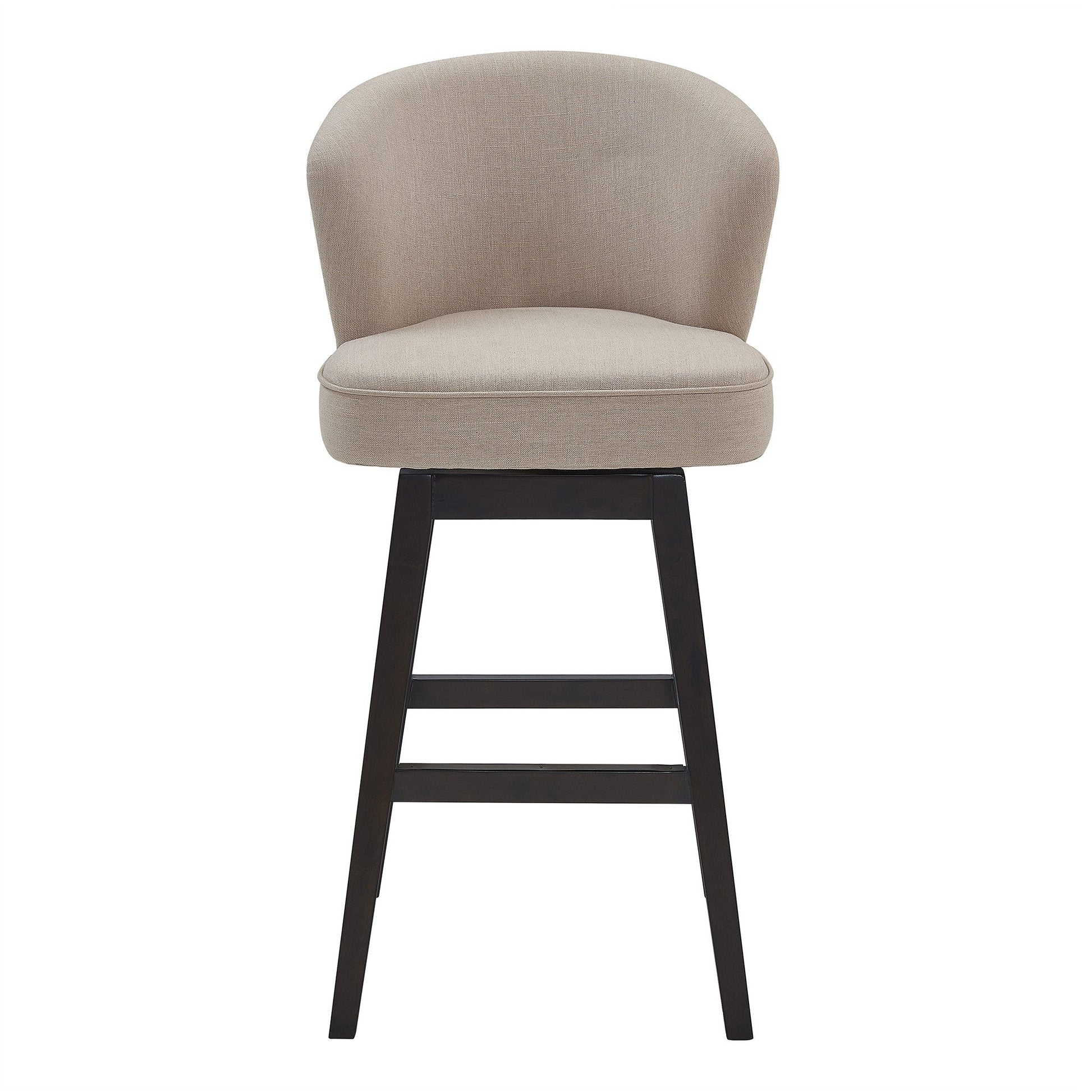 HomeRoots 26" Tan Espresso Wood Fabric Swivel Bar Stool