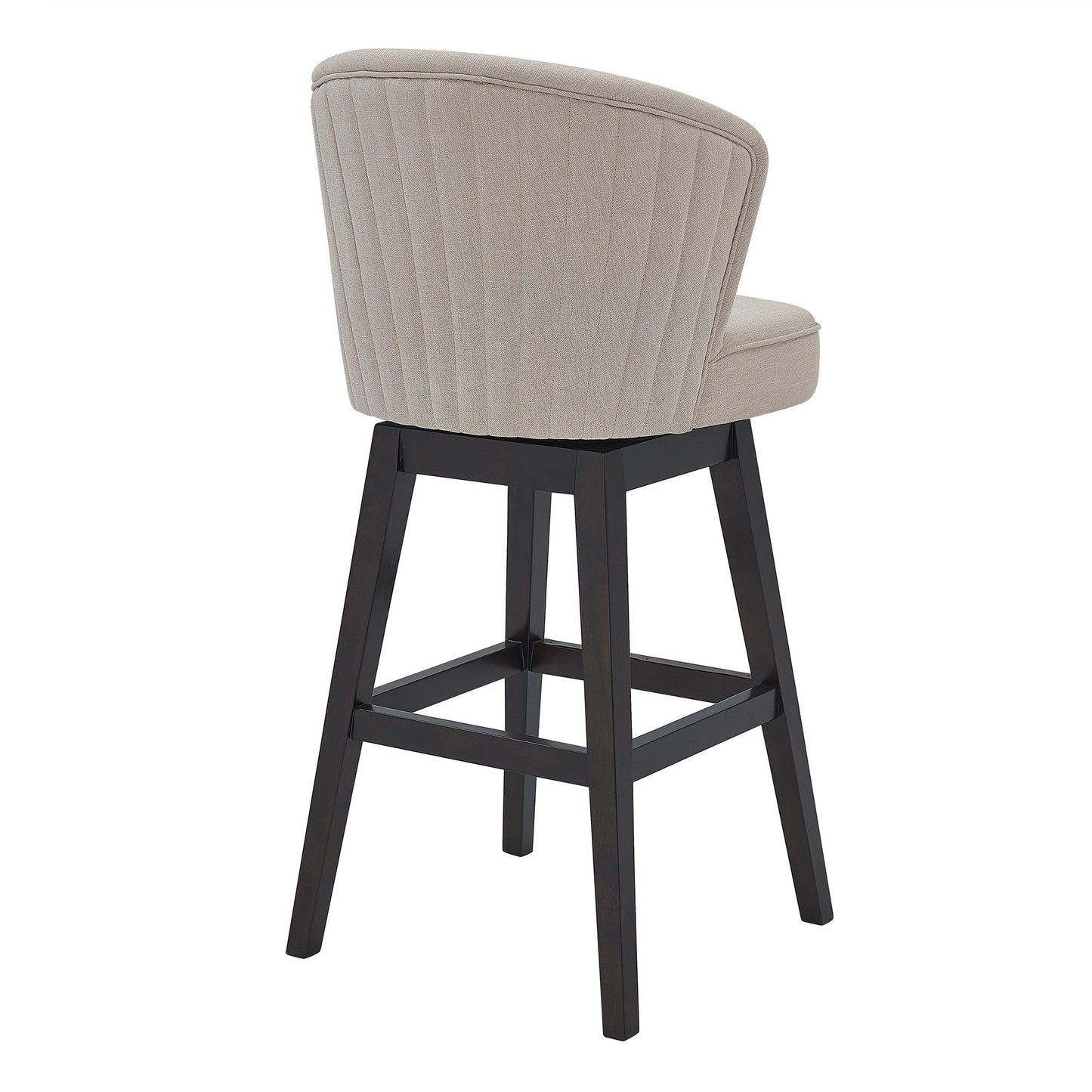 HomeRoots 26" Tan Espresso Wood Fabric Swivel Bar Stool