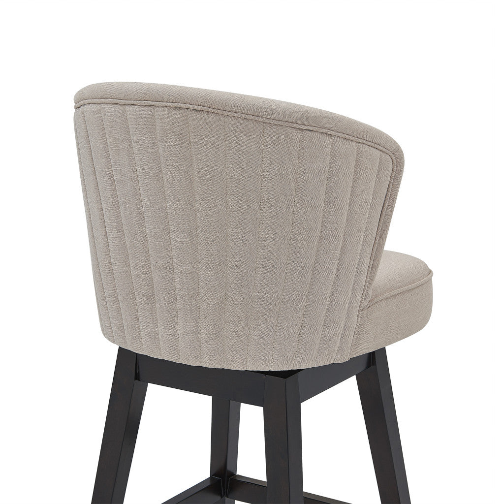 HomeRoots 26" Tan Espresso Wood Fabric Swivel Bar Stool