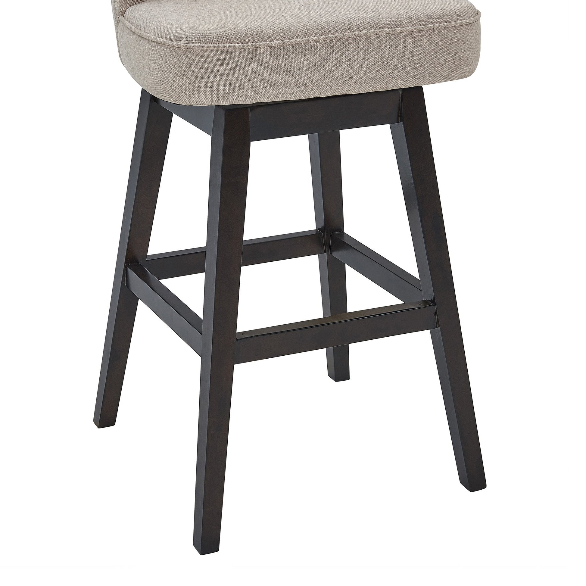 HomeRoots 26" Tan Espresso Wood Fabric Swivel Bar Stool