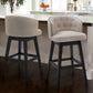 HomeRoots 26" Tan Tufted Fabric and Dark Espresso Wood Swivel Bar Stool