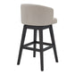 HomeRoots 26" Tan Tufted Fabric and Dark Espresso Wood Swivel Bar Stool
