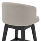HomeRoots 26" Tan Tufted Fabric and Dark Espresso Wood Swivel Bar Stool
