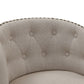 HomeRoots 26" Tan Tufted Fabric and Dark Espresso Wood Swivel Bar Stool