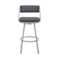 HomeRoots 26" Timeless Slate Grey Faux Leather Silver Finish Swivel Bar Stool