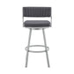 HomeRoots 26" Timeless Slate Grey Faux Leather Silver Finish Swivel Bar Stool