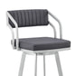 HomeRoots 26" Timeless Slate Grey Faux Leather Silver Finish Swivel Bar Stool