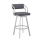 HomeRoots 26" Timeless Slate Grey Faux Leather Silver Finish Swivel Bar Stool