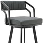 HomeRoots 26" Timeless Slate Grey Faux Leather Swivel Counter Stool With Silver Finish