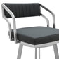 HomeRoots 26" Timeless Slate Grey Faux Leather Swivel Counter Stool With Silver Finish
