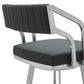 HomeRoots 26" Timeless Slate Grey Faux Leather Swivel Counter Stool With Silver Finish