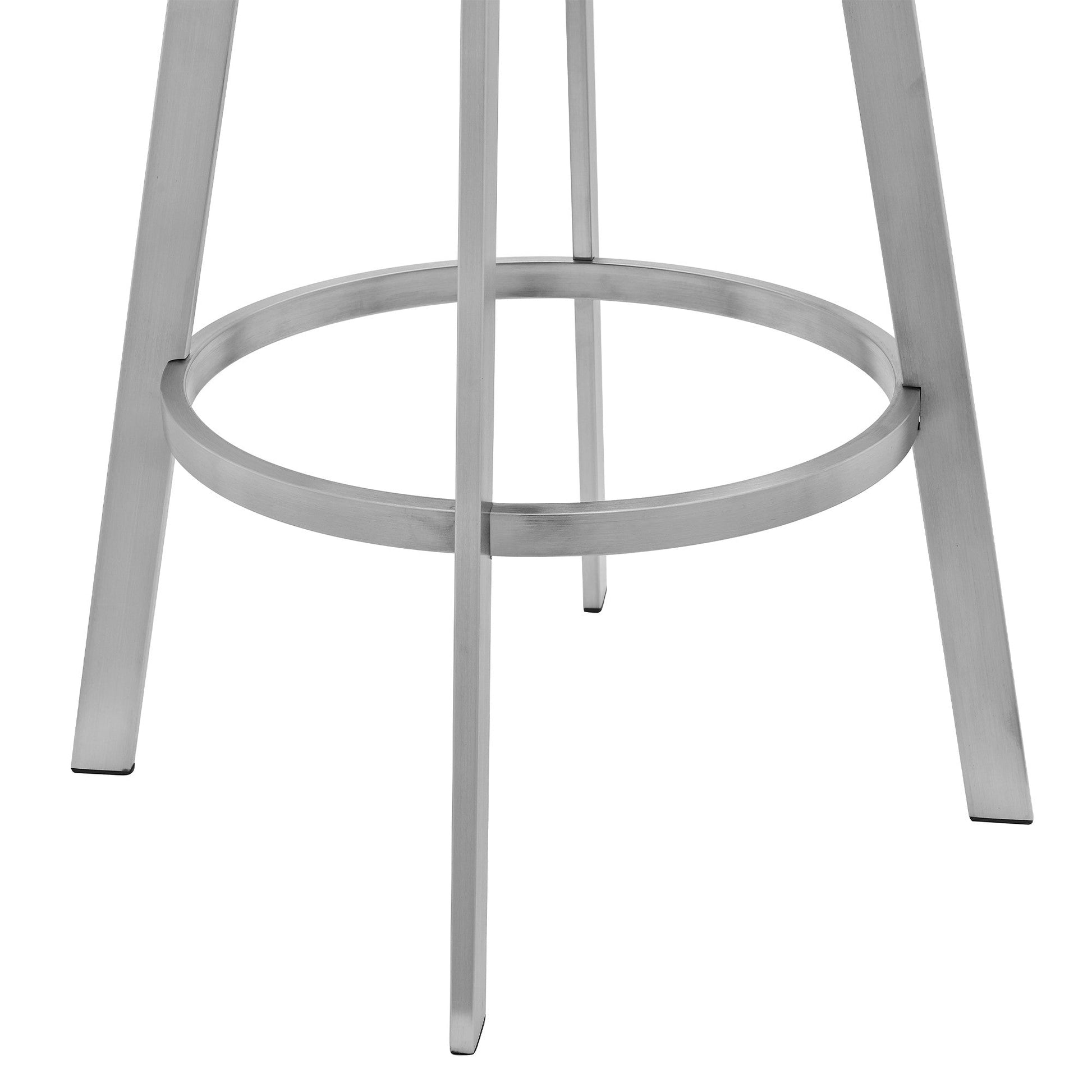 HomeRoots 26" Timeless Slate Grey Faux Leather Swivel Counter Stool With Silver Finish