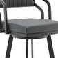 HomeRoots 26" Timeless Slate Grey Faux Leather Swivel Counter Stool With Silver Finish