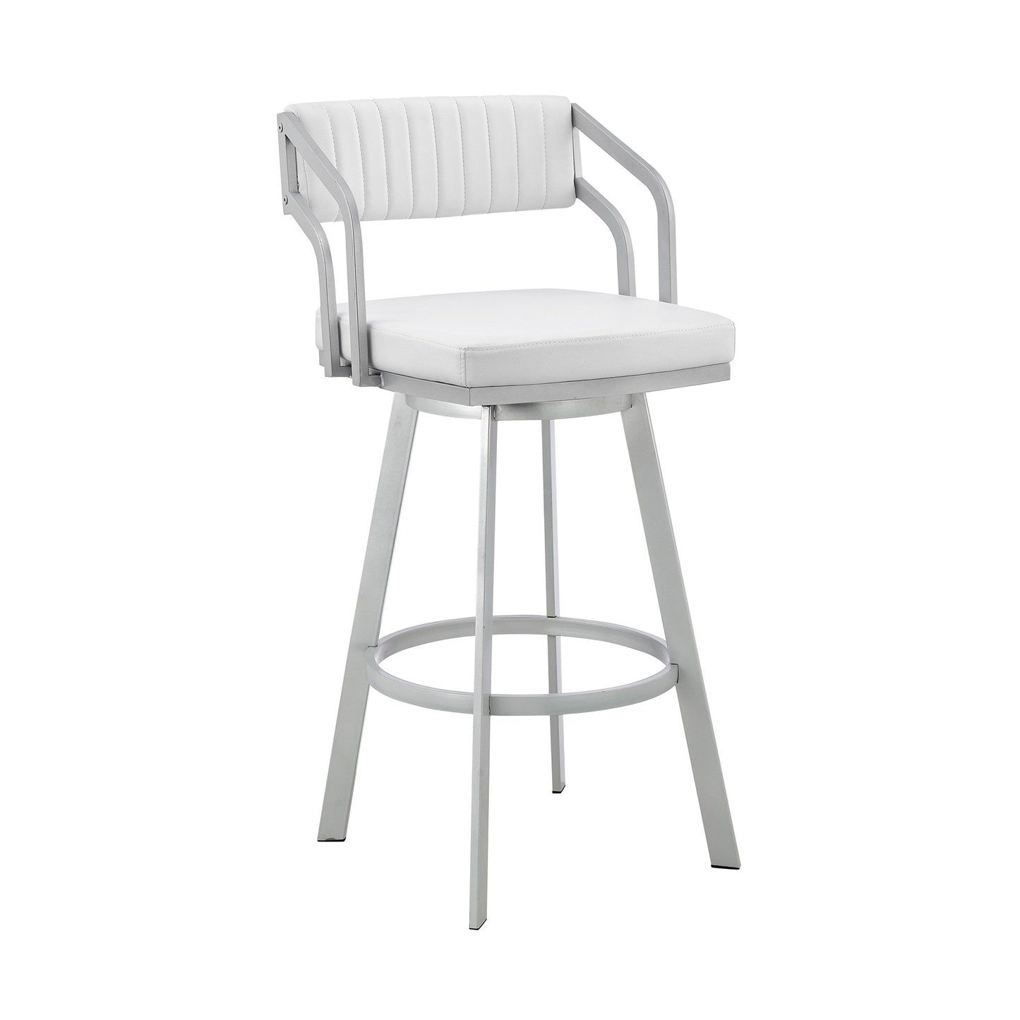 HomeRoots 26" Timeless White Faux Leather Bar Stool