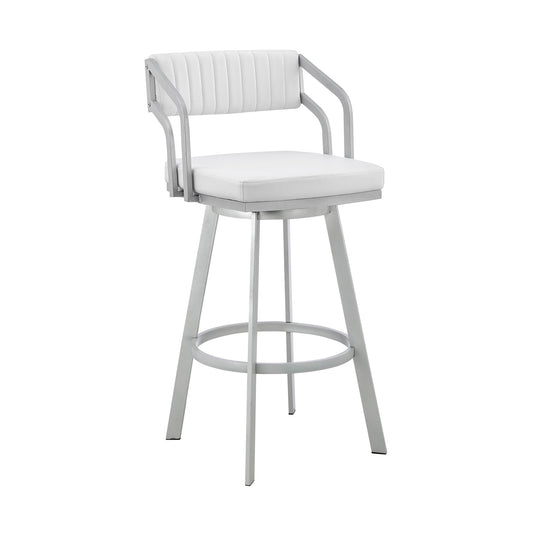 HomeRoots 26" Timeless White Faux Leather Bar Stool