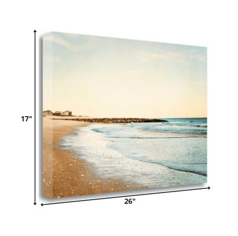 HomeRoots 26" Turquoise Backwash Beautiful Coastal Beach Giclee Wrap Canvas Wall Art